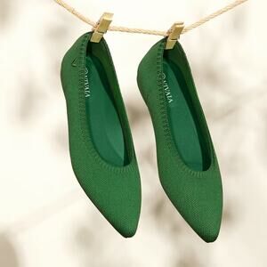 Vivala Pointed-Toe Ballet Flats Aria 5° Forest Green Sz 42 US Sz 10.5
